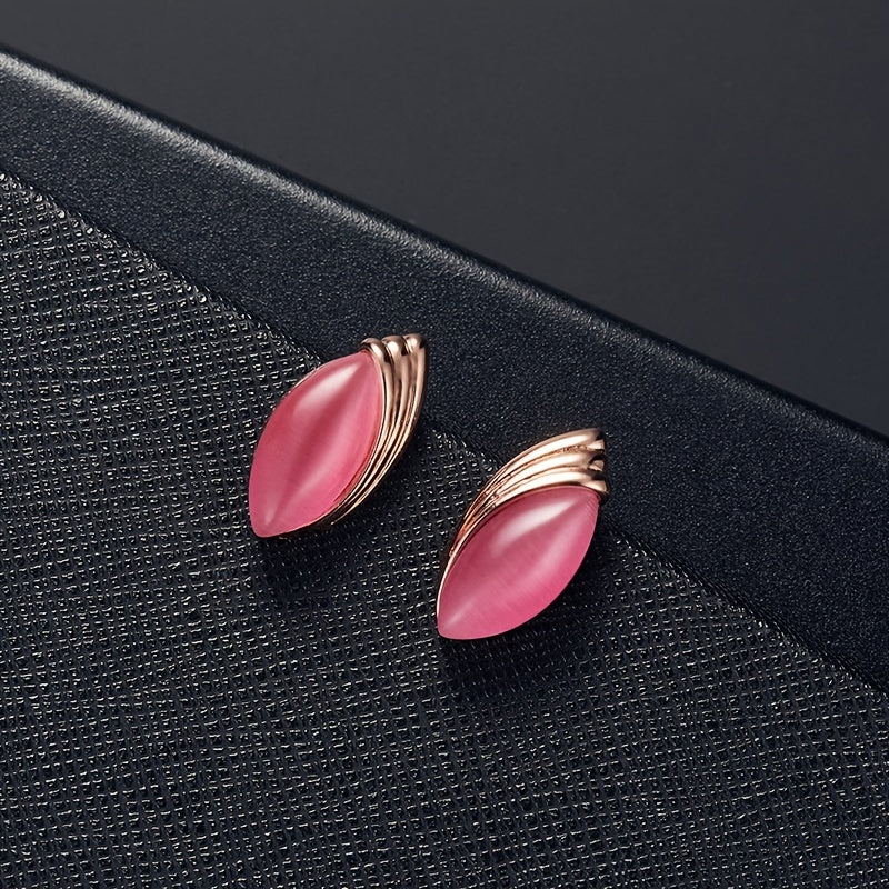 Oval Shape Pendant Necklace & Stud Earrings Set for Women & Girls