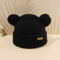 Pop Ears Beanie Winter Soft Knit Beanie Hat Warm Skull Cap for Women