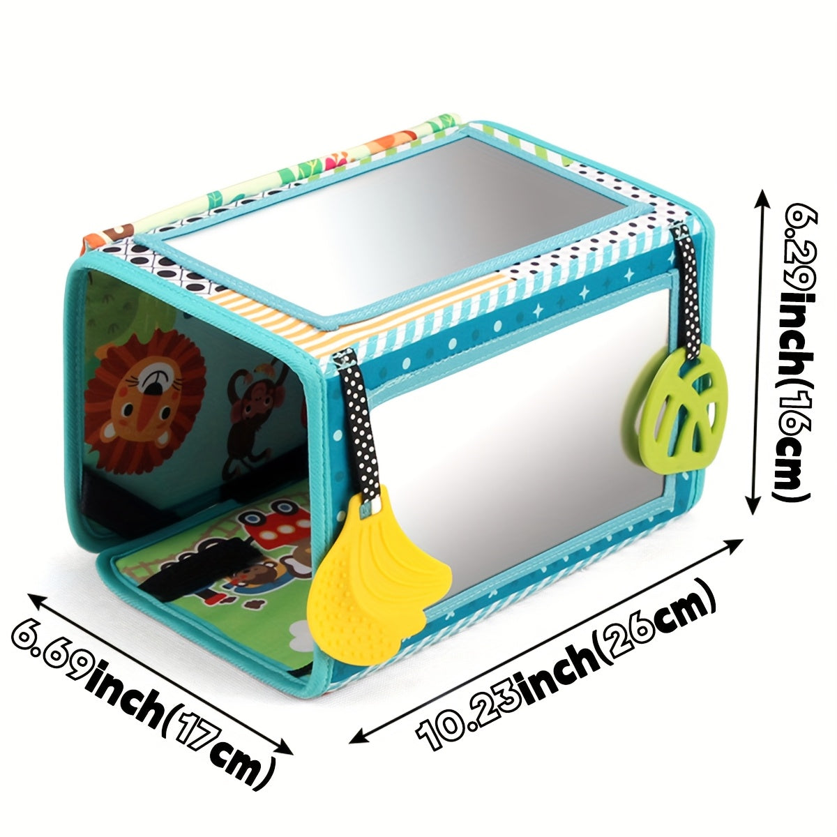 Double Sided Mirror Cloth Book for Kids - Sensory Toy with Animal & Shape