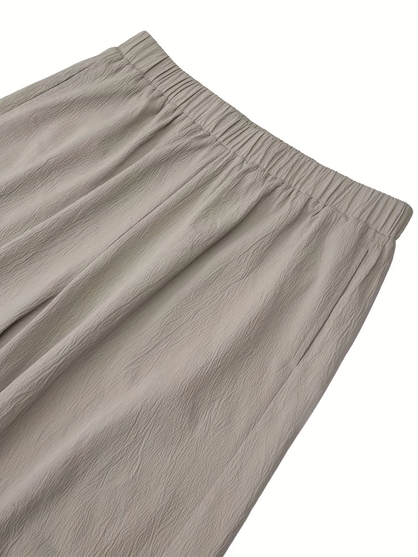  Solid Elastic High Rise Wide Leg Pants
