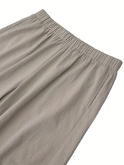  Solid Elastic High Rise Wide Leg Pants