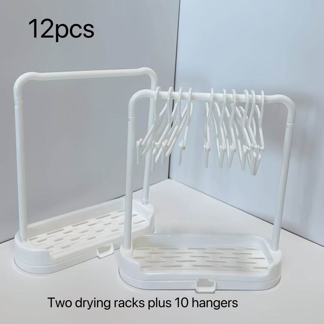 12pcs Doll Clothes Rack Set for Doll Clothes and Jewelry Storage