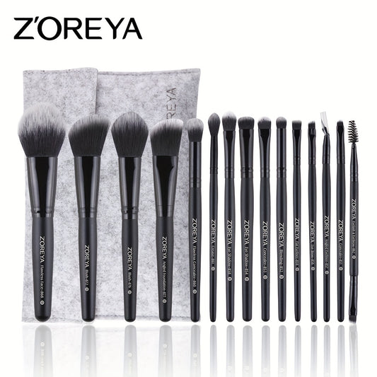 15pcs Makeup Brushes Set Natural Soft Synthetic Fiber Long Handle Cosmetics