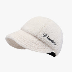 Letter Embroidery Baseball Cap Lamb Wool Winter Fisherman's Hat