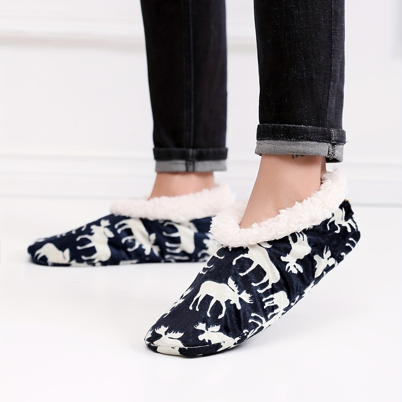 Cozy Deer Slippers for Men Winter Shoes