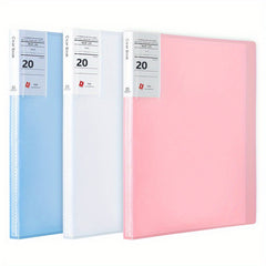 3pcs Pink Folder Insert Drawing Test Book, 20 Pages Pocket