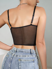 Floral Lace Cami Crop Top V Neck Slim Fit Vest Women's Lingerie