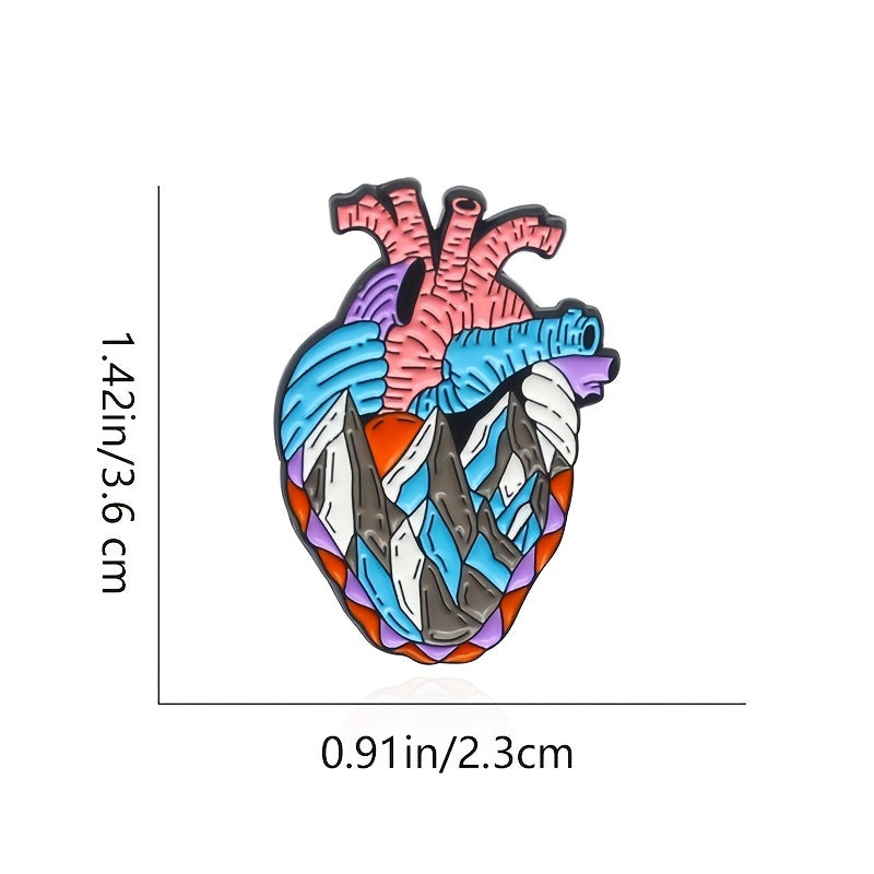 Ice Mountain Heart Men's Brooch