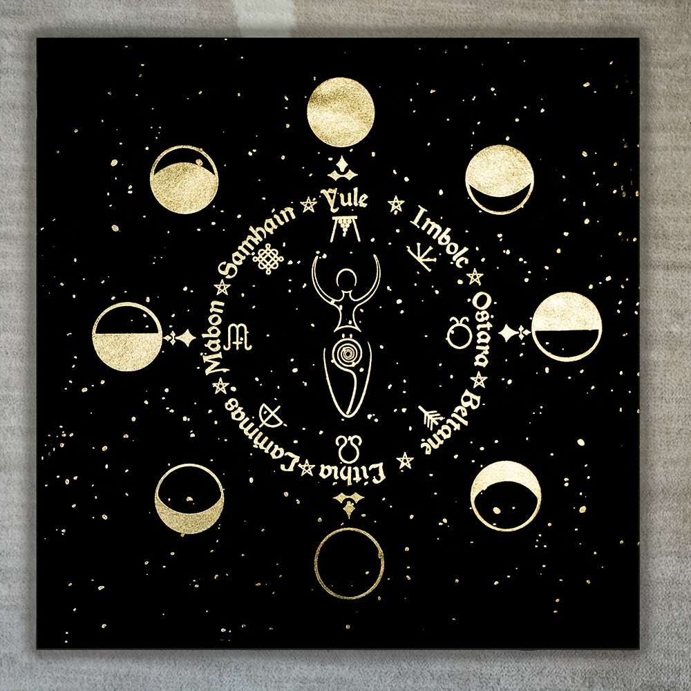 Triple Goddess Pentagram Velvet Altar Cloth