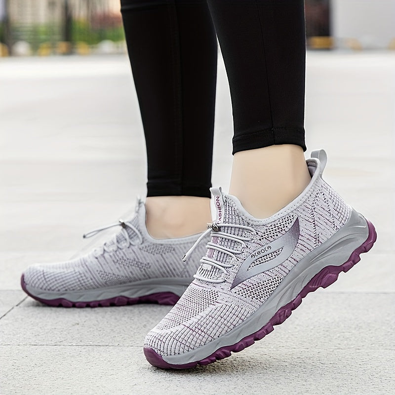 Women's Lace-up Breathable Athletic Running Shoes Soft Sole Casual Sneakers