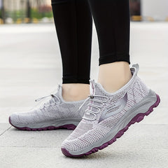 Women's Lace-up Breathable Athletic Running Shoes Soft Sole Casual Sneakers