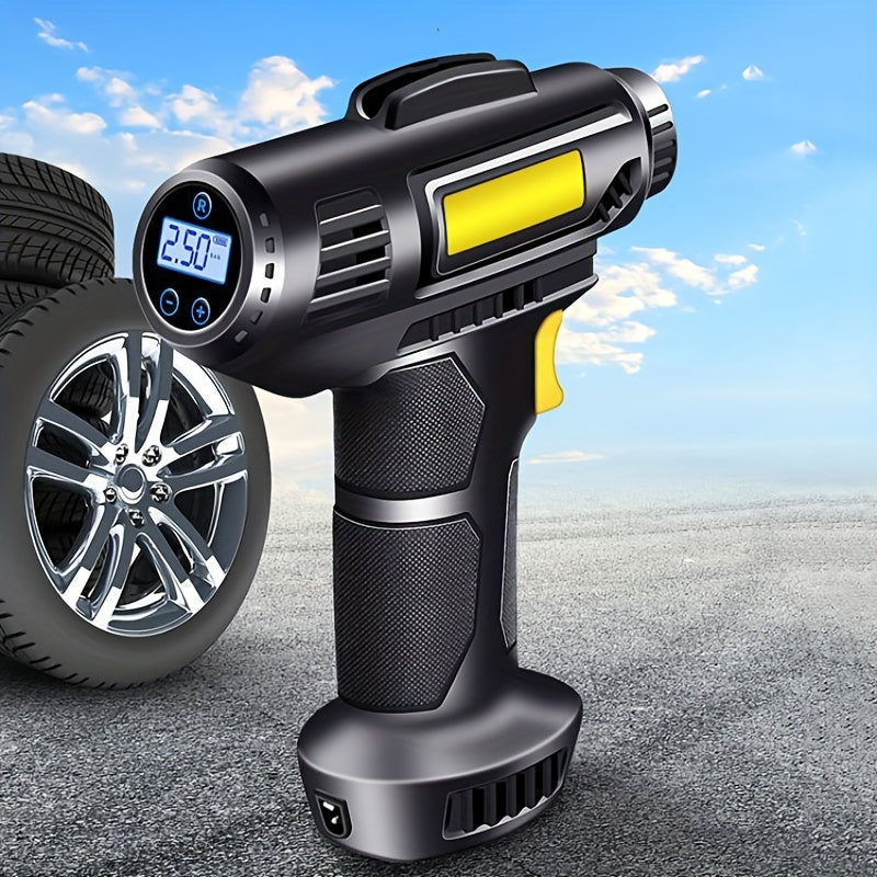 120W Car Air Compressor Handheld Tire Inflator LED Lights