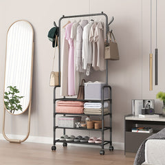 Stylish Garment Rack with Wheels & Hooks - Closet Organizer