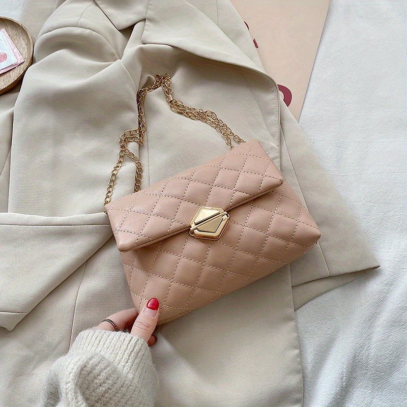 Quilted Chain Crossbody Bag Square Shoulder Bag for Women