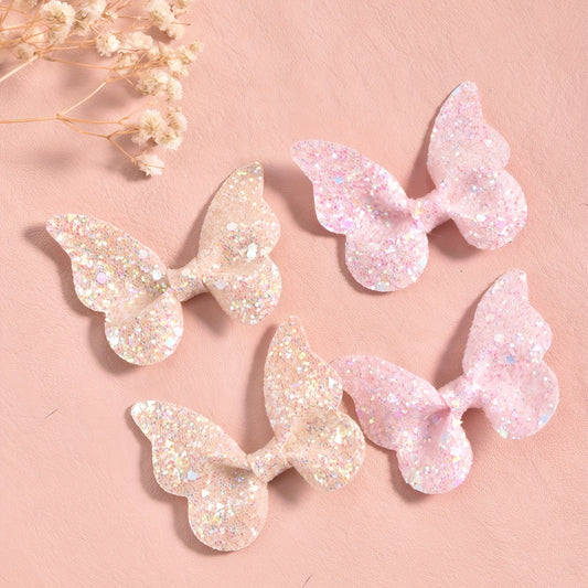 4pcs Girls Butterfly Hair Clip Set Glitter Sequin Side Clip Headwear Gift