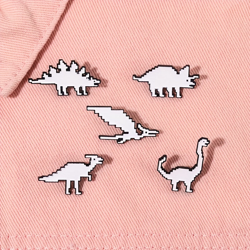 Dino Enamel Pin & Pixels T-Rex Lapel Badges Inspiration Brooches