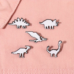 Dino Enamel Pin & Pixels T-Rex Lapel Badges Inspiration Brooches