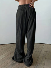  Ribbed High Rise Wide Leg Trousers