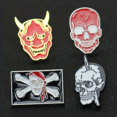 Men's Halloween Skull Brooch - Retro Zinc Alloy Demon Collar Pin