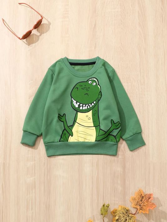 Dinosaur Pattern Sweatshirt for Kids Casual Long Sleeve Top