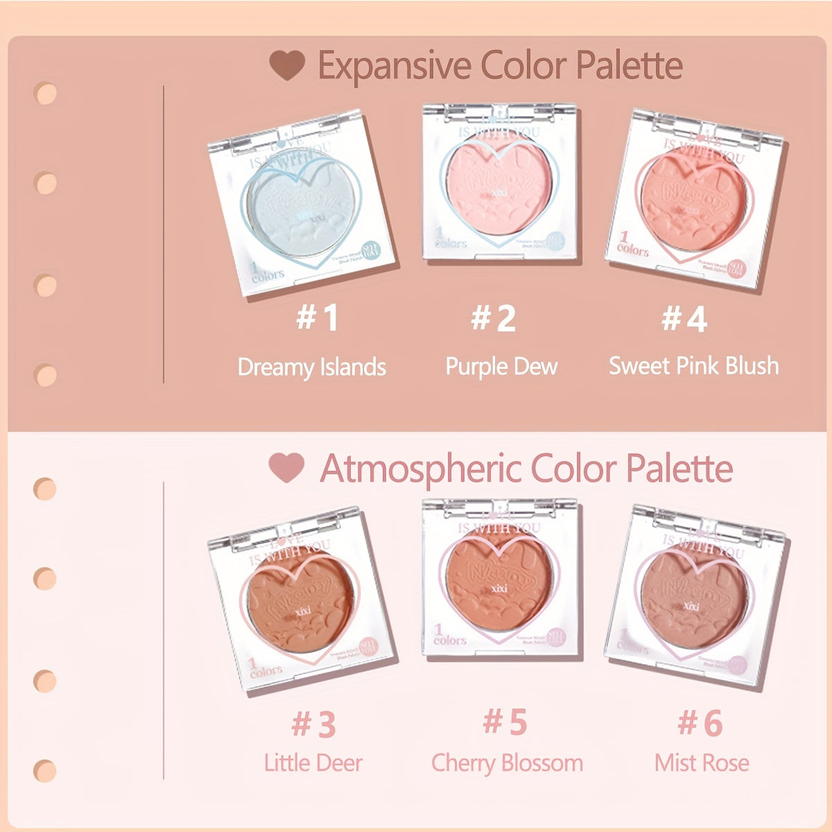 Xixi Natural Blush Palette Smooth Texture Pigmented Brightening