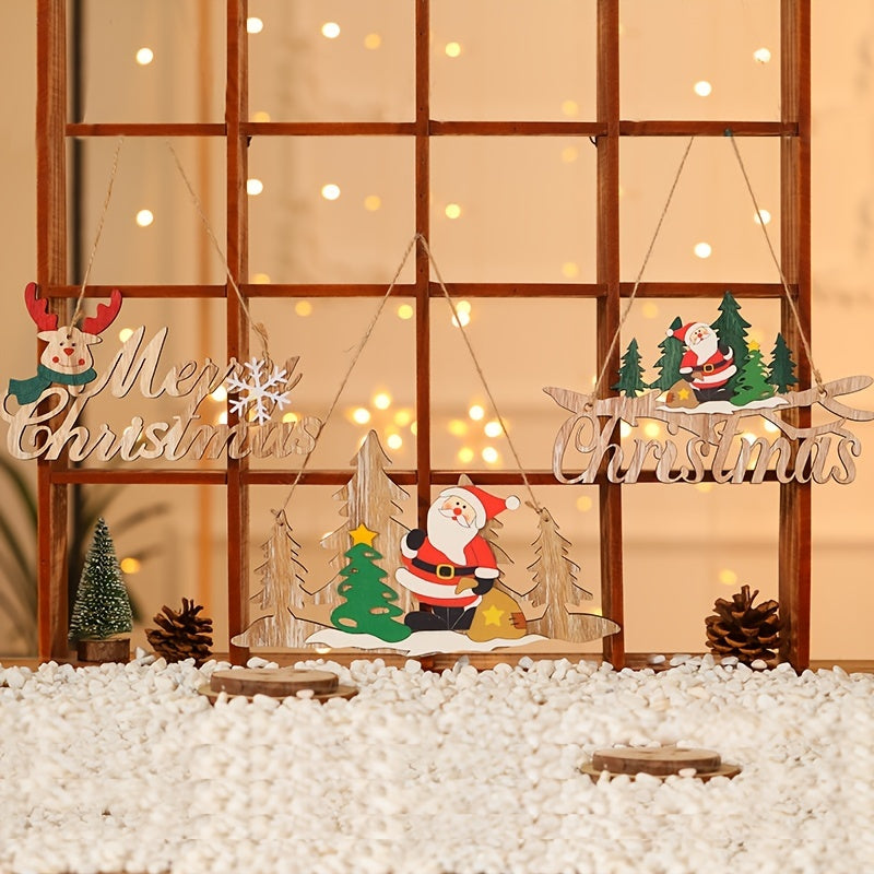 Wooden Painted Christmas Tree Pendant Decoration
