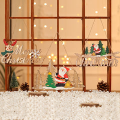 Wooden Painted Christmas Tree Pendant Decoration