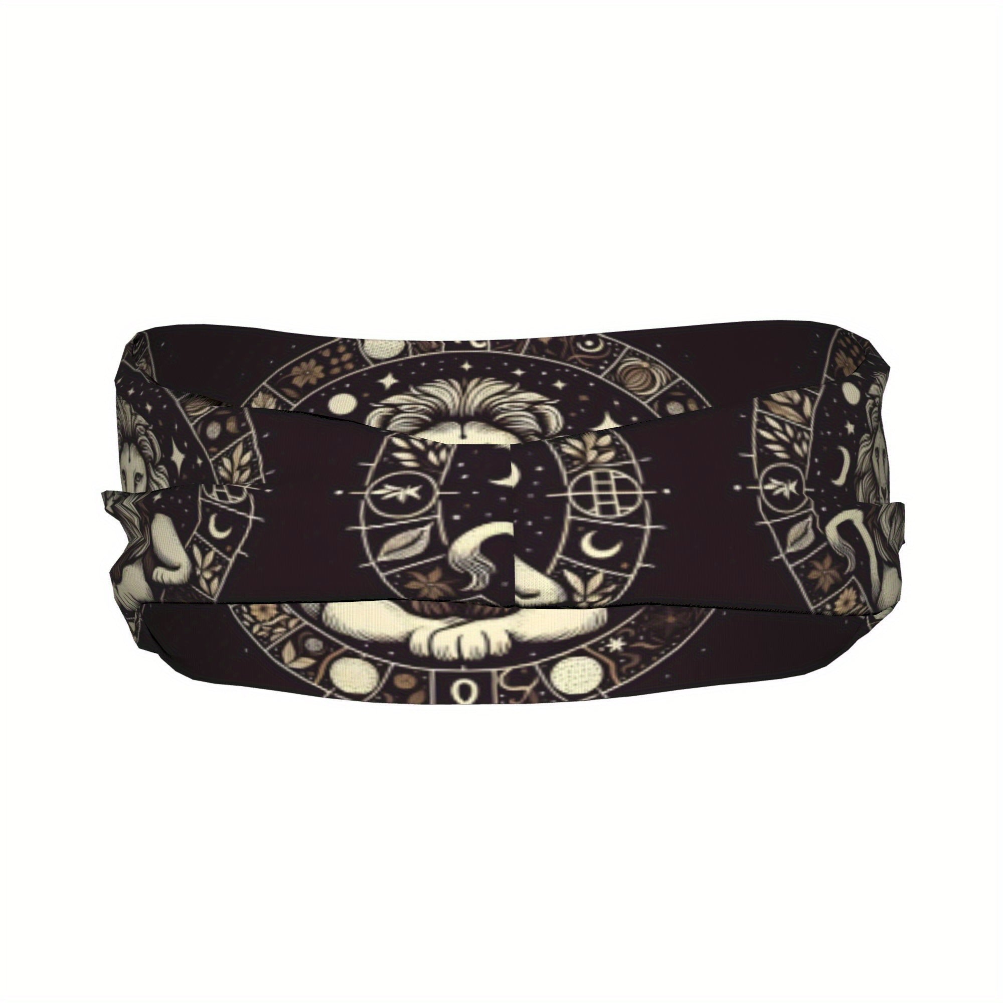Lion Zodiac Headband Sweat Wicking Stretchy Polyester Yoga Gym Running