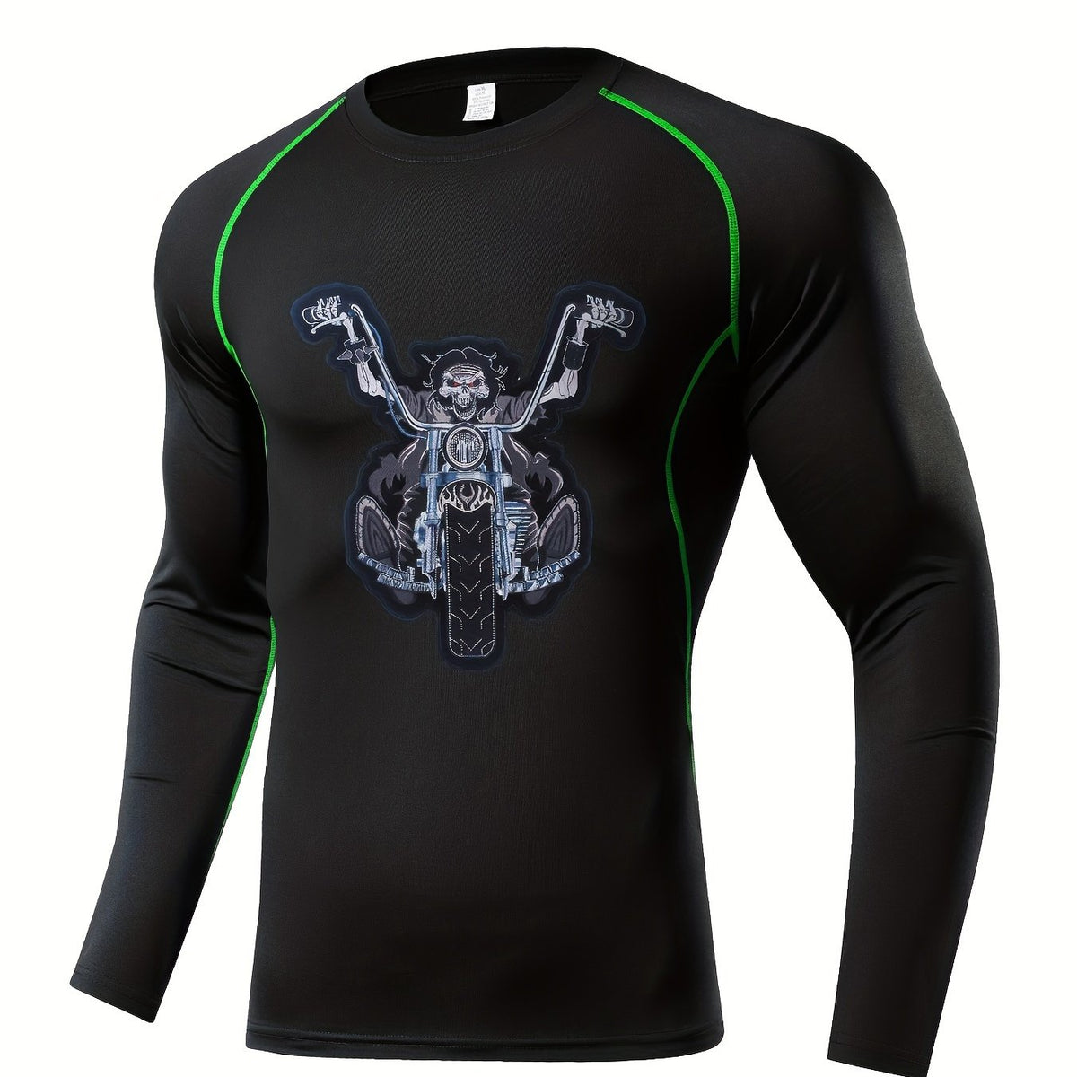Skeleton Motorcycle Compression Shirt - Men's Athletic Baselayer