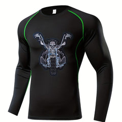 Skeleton Motorcycle Compression Shirt - Men's Athletic Baselayer