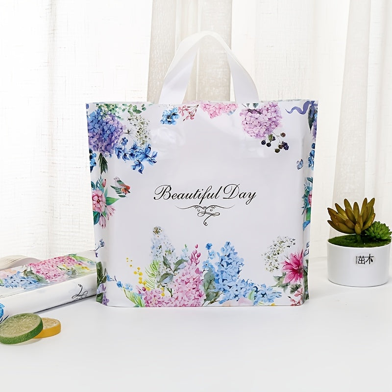 5pcs Lavender Print PVC Satchel Gift Bag Holiday Decor Accessory