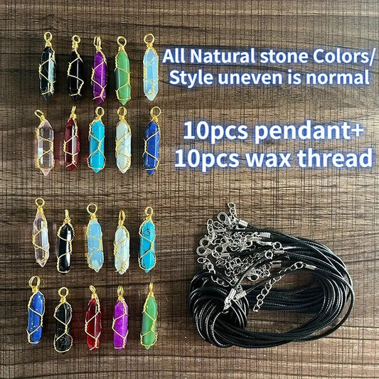 20pcs Hexagonal Crystal Pendant Charms for DIY Jewelry Making