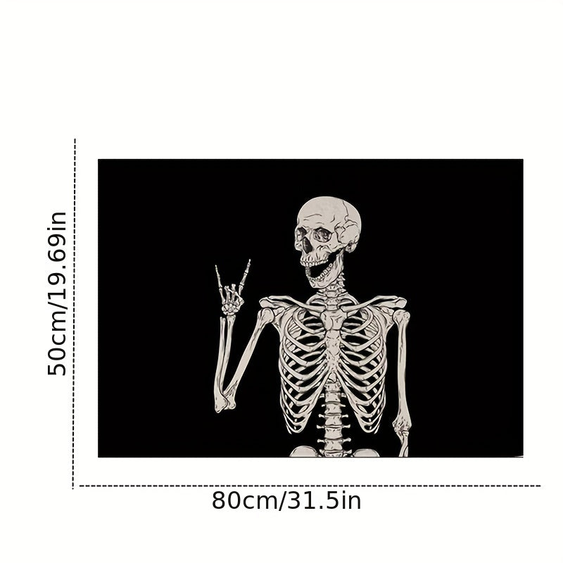 Halloween Rock Skull Washable Floor Mat Entrance Balcony Porch Stain-resistant