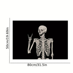 Halloween Rock Skull Washable Floor Mat Entrance Balcony Porch Stain-resistant