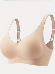 Colorblock Trim Wireless Push Up Bra with Breathable Design