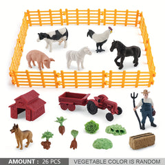 Durable Farm Scene Playset with PVC Animals Fence Feeders