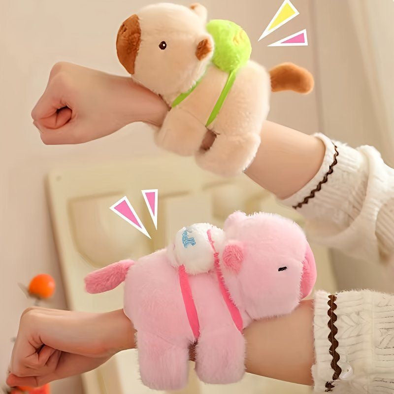 Pink Capybara Plush Toy Bracelet Soft Plush Material Interactive Kids Gift