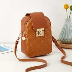 Retro Quilted Phone Bag Waterproof Crossbody Bag Women's Card Storage