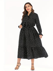  Polka Dot Bow Knot Front Smock Dress