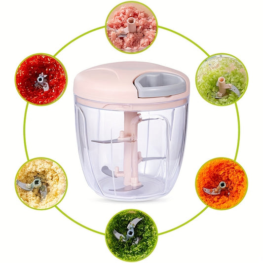 Manual Food Chopper For Vegetables Fruits Nuts Onions Hand Pull Mincer