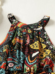 Girls Boho Graphic Casual Dress for Party Beach Vacation