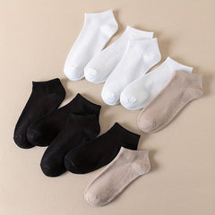 10 Pairs Solid Ankle Socks Comfy & Breathable Women's Stockings