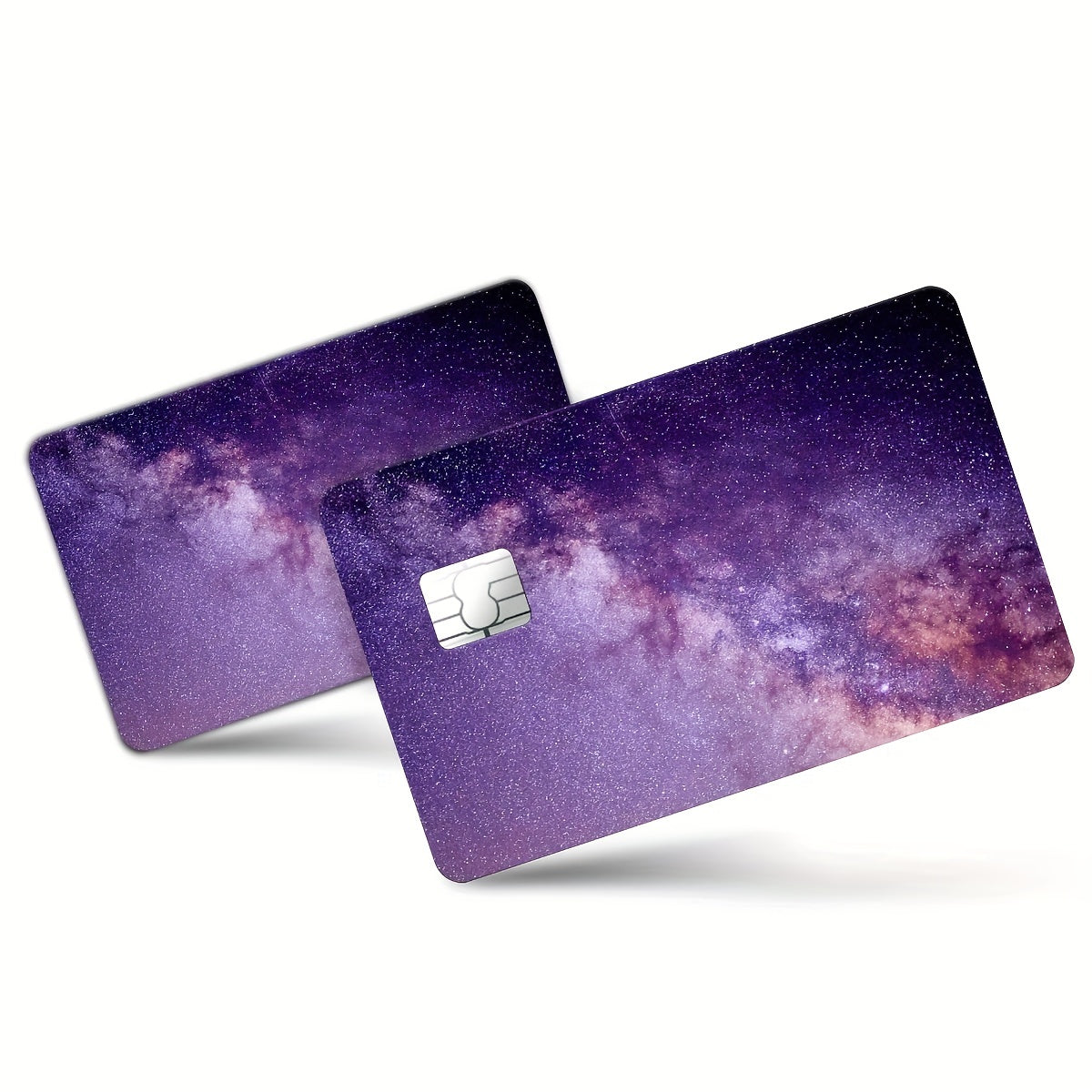 2pcs Dark Purple Starry Sky Scratch Resistant Credit Card Stickers