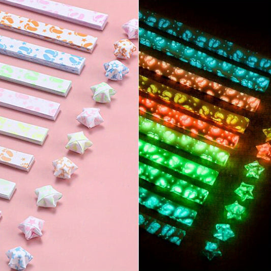 210 Glow Stars Origami Paper 10 Colors Double Sided Decoration Paper Strips