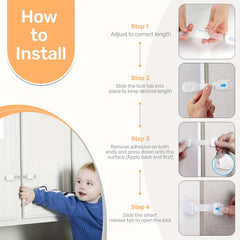 6pcs Child Safety Cabinet Locks - Baby Proofing Cabinet Strap Locks