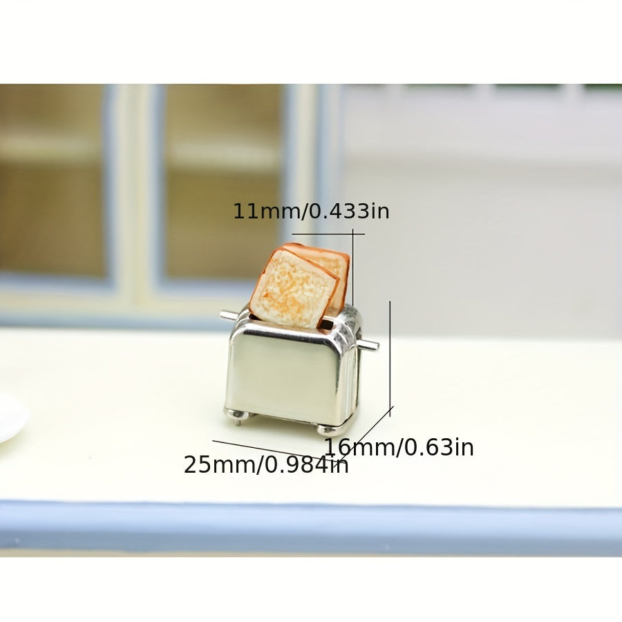 Metal Toast Maker Doll House Accessory Breakfast Scene Kitchen Food Play Doll
