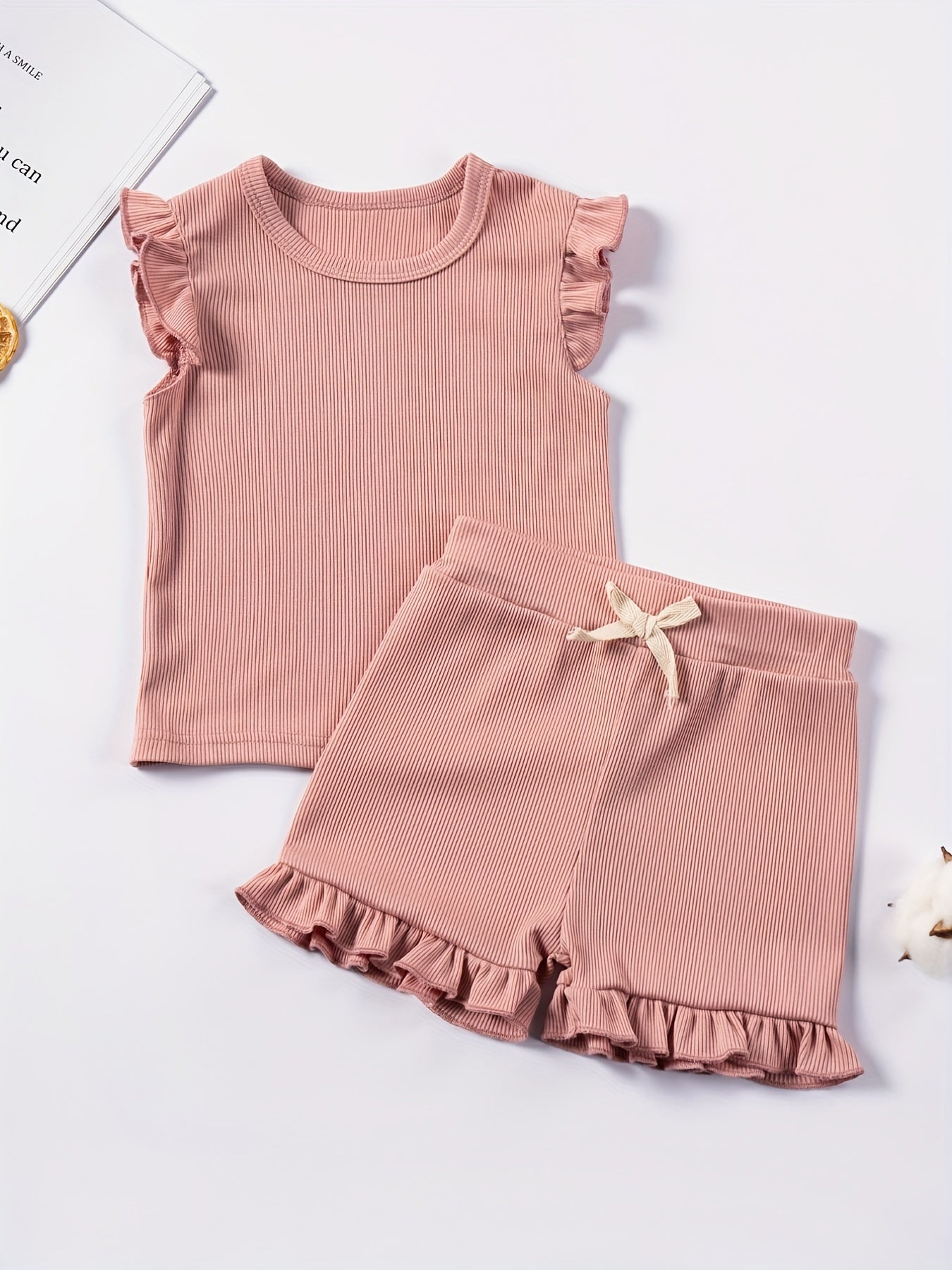 2Pcs Toddler Girls Summer Outfit Sleeveless Tops Shorts Set