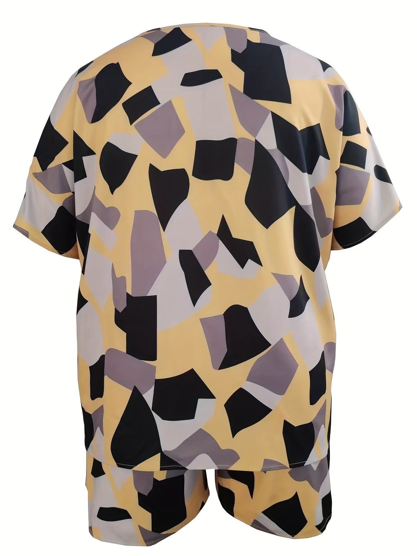 Women's Plus Geometric Print Top & Shorts Set