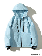 Drawstring Waterproof Ski Jacket Thick Thermal Pockets Coat