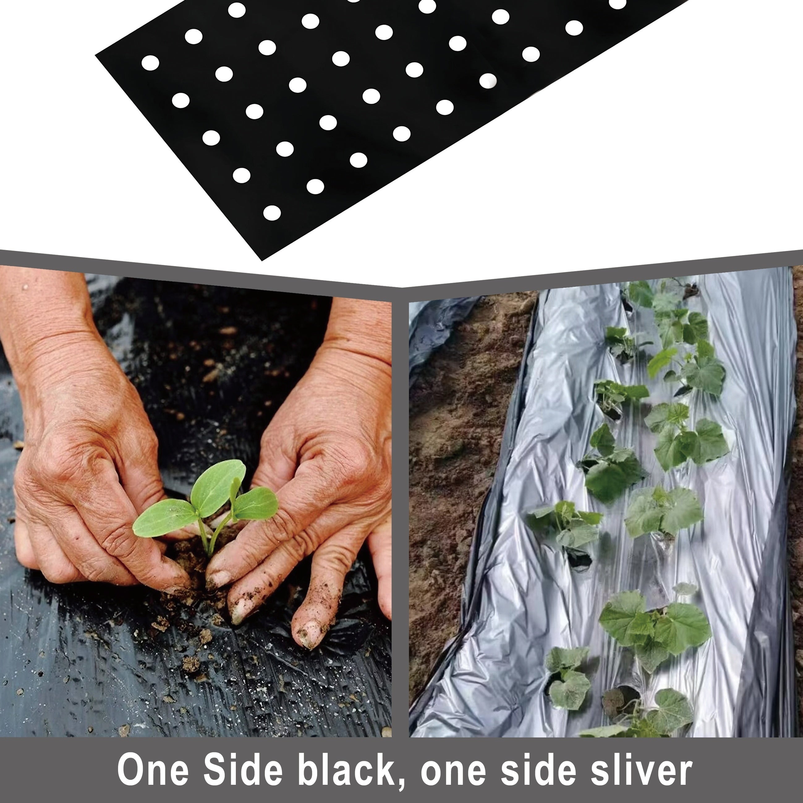 Embossed Plastic Film Garden Weed Barrier 33x3 Feet